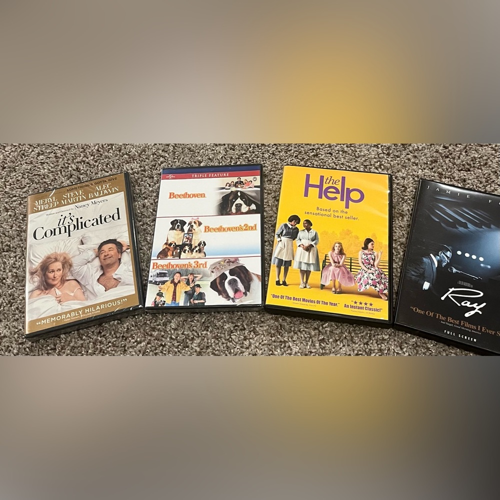 4 DVD’s It’s Complicated (never opened), Beethoven (never opened)
The Help, Ray